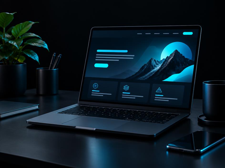 Modern business website displayed on a laptop